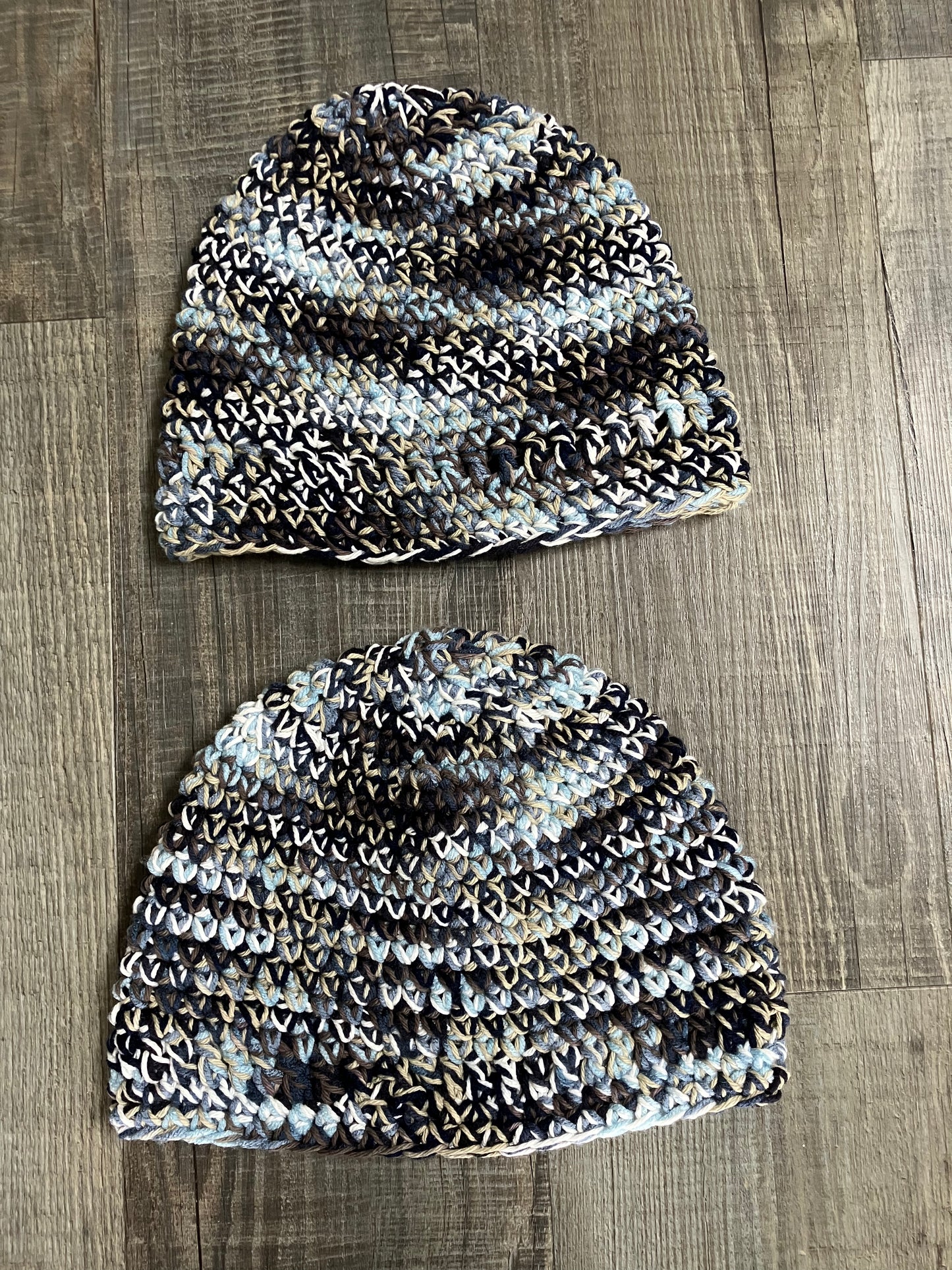 Blended Blue Freeform Crochet Beanie