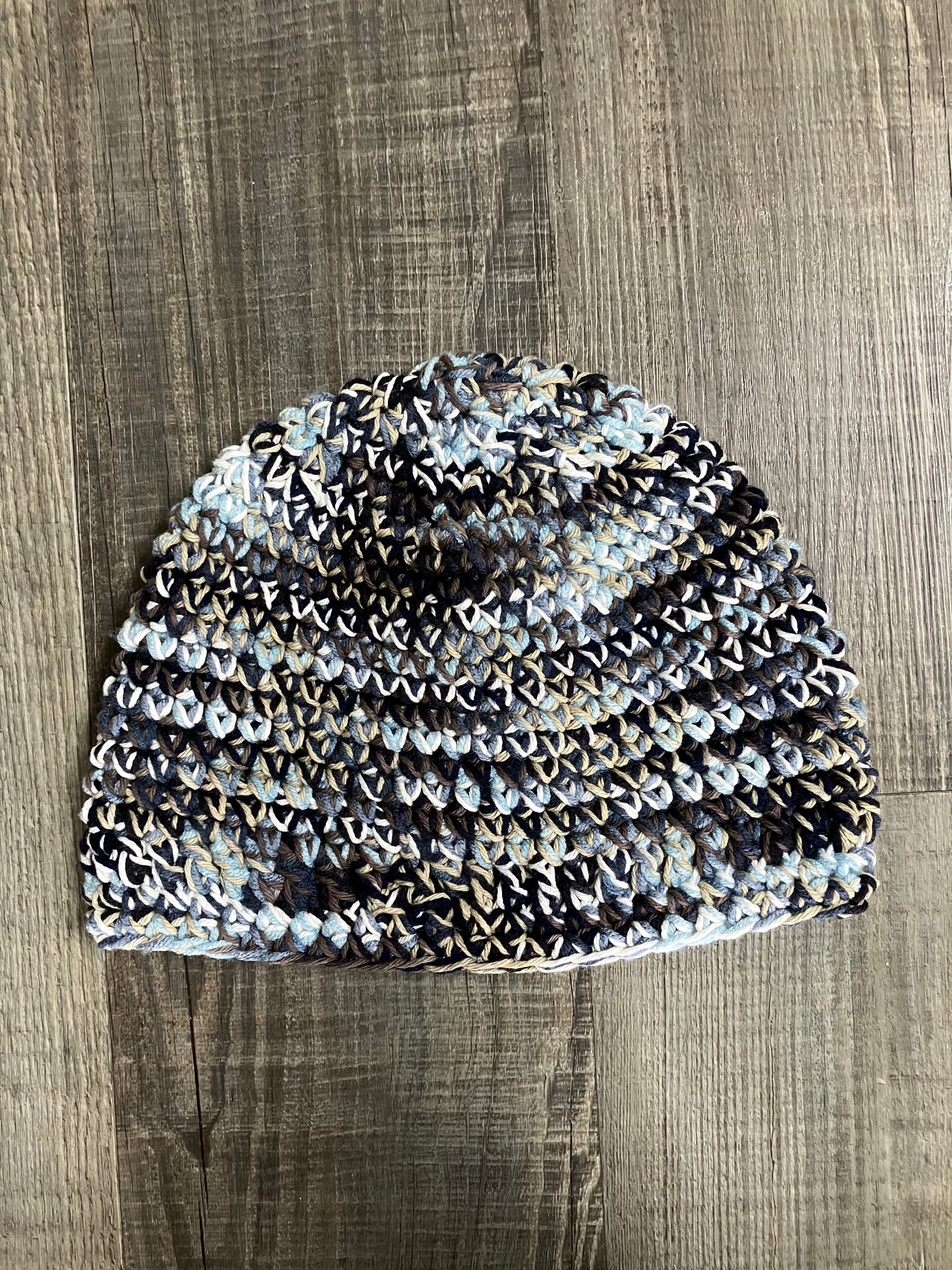 Blended Blue Freeform Crochet Beanie