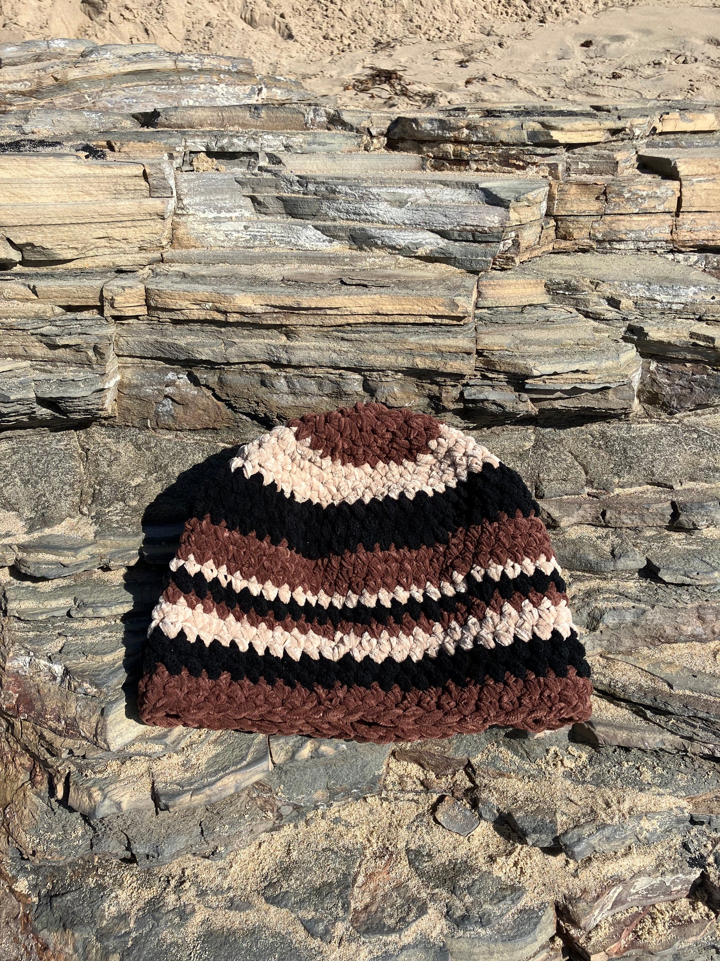 Crystal Cove Collection: Concretion Beanie (Brown, Tan, Black)